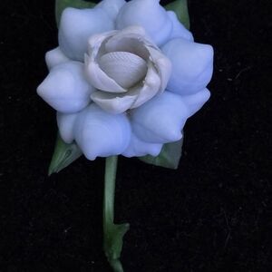 Porcelain Blue Floral Brooch - Light Blue Flower Pin